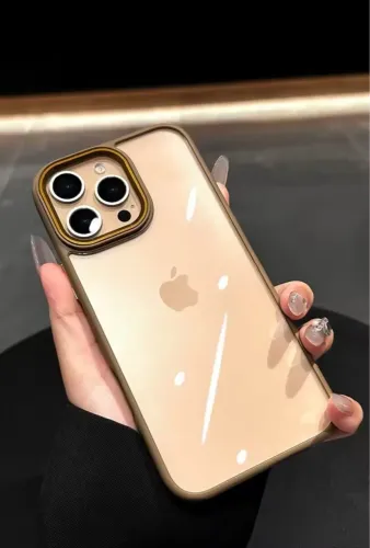 Capa case para IPhone 16 pro Max Transparente com Detalhes Dourados