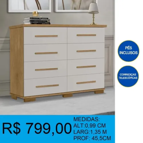 Comoda super reforçada com 8 gavetas - a pronta entrega 