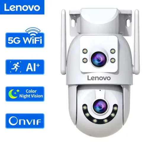 Câmera de Vigilância Lenovo 4k wifi 5g wifi ao ar livre lente dupla ptz câmeras ip rastre