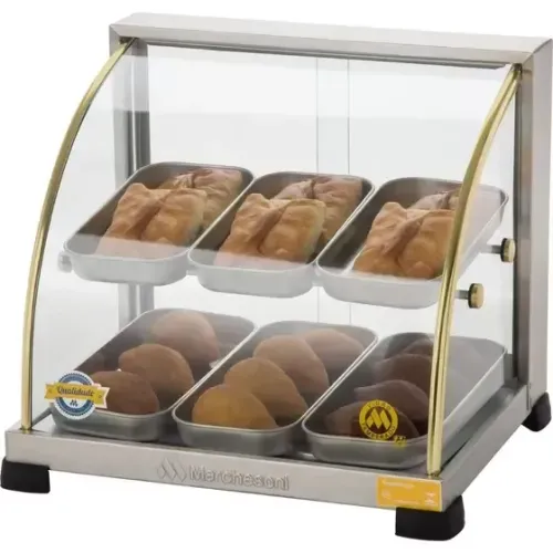 Estufa De Salgados Vitrine Expositora 6 Bandejas Dupla Inox