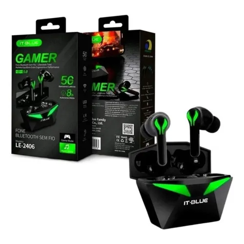 Fone de ouvido Gamer Bluetooth IT Blue LE-2406 - BT Até 8h de Bateria 5.3<br>