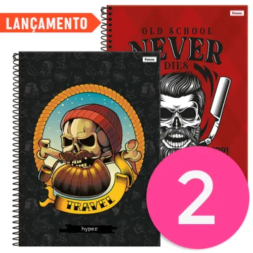 KIT 2 CADERNOS 10 MATÉRIAS 160 FOLHAS MASCULINO SORTIDOS