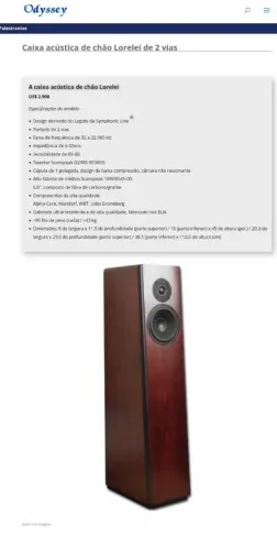 Magnifico e Raro par de Caixas Torre Hi-End Odyssey Lorelei