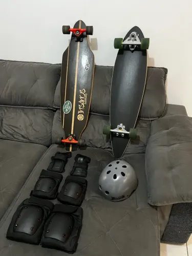 Kit Skate longboard e protetor adulto
