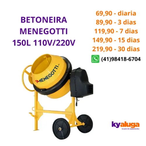 ALUGUEL - Betoneira Menegotti 150L
