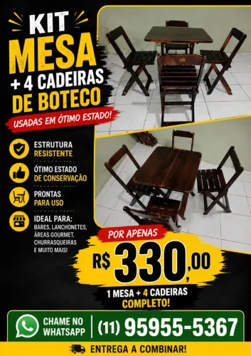 Mesas e Cadeiras de Boteco Usadas