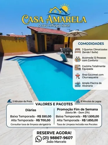 Casa em Figueira, Arraial do Cabo 3 Quartos, Ar e Piscina