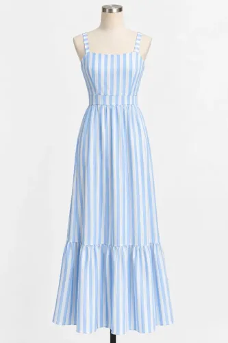 Vestido azul com listras brancas!!