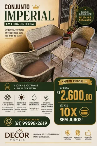 Conjunto de sofá em fibra sintética imperial 