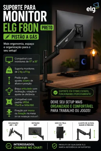 Suporte para Monitor ELG F80N Preto - Nunca Usado