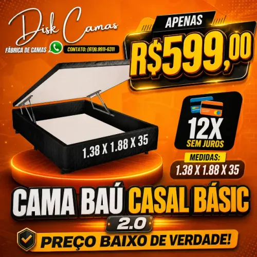 Cama Baú Casal Basic 2.0 - Qualidade, Espaço e Preço Baixo de Verdade!