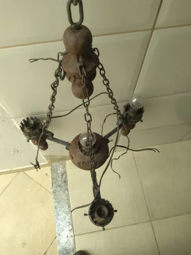 Lustre rustico madelustre 3 lustres grande e 5 arandelas 