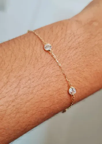 PROMO! Pulseira Zircônias Ouro 18k