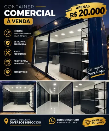 Container reformado pronto pra receber sua loja(Ideal para diversos tipos de comércio)