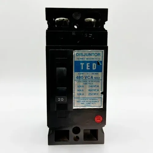 Disjuntor Bipolar Caixa Moldada Termo Magnético 10a 15a 20a 480vca Ge linha Ted