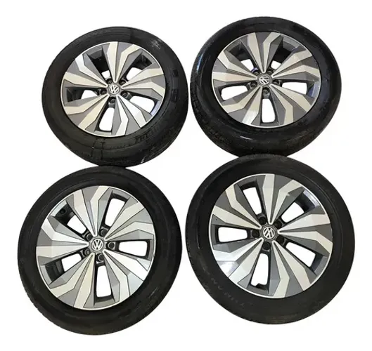Jogo Roda Aro 17 C/pneus 215/55 Vw T-cross 2020/22 C/detalhe Prata