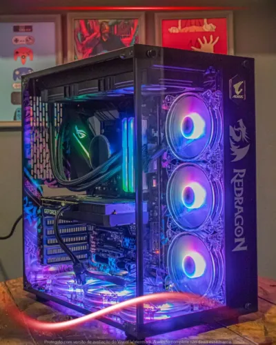 Desktop R5 5600G, RTX 3060, 16GB, NVMe 1TB, WC 360mm, Fonte 750W, Gabinete Redragon