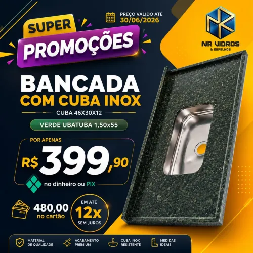 Pia em granito 1,50 verde ubatuba 
