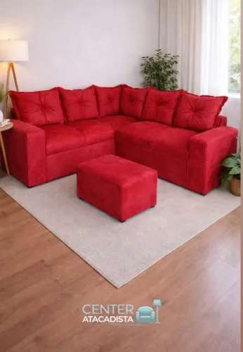 Sofá de Canto Novo Vermelho