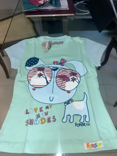 Camisa Infantil Feminina Verde Água Tam P