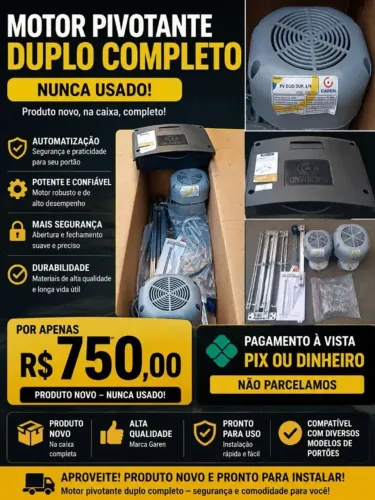 Motor Pivotante Duplo Garen 1/4 CV - Completo - Nunca Usado