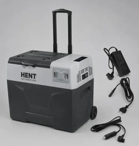 Geladeira Portatil HenT 40L Quadrivolt 12V 24V 110V 220V com Bateria