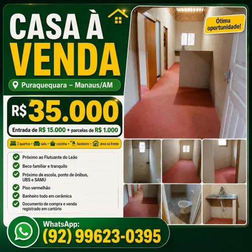 Casa simples no Puraquequara com 2 quartos - R$ 35.000