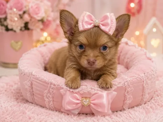 Chihuahua fêmea e macho pelo longo / com vacina/ pais com pedigree