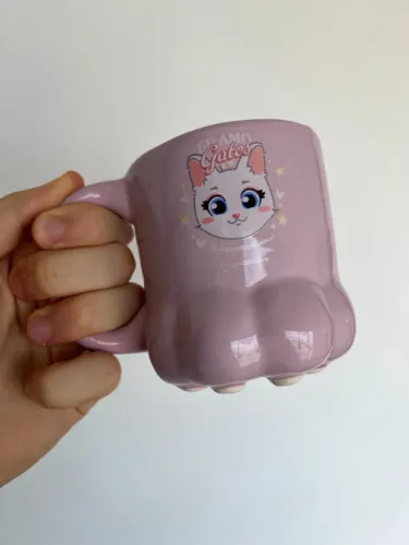 Caneca 3D Pata De Gato Felina Pink 350ml Cerâmica
