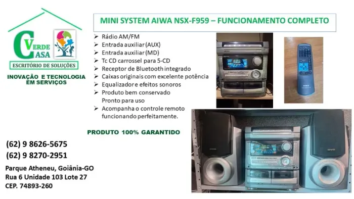 MINI SYSTEM AIWA NSX-F959 - FUNCIONAMENTO 100% 