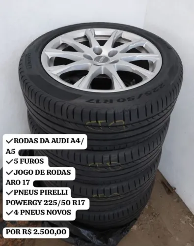 Jogo de rodas aro 17 e pneus pirelli da Audi A5