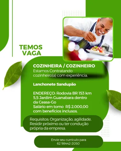 Vaga Cozinheiro(a)