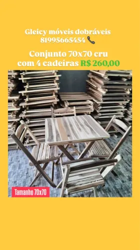Conjunto dobrável 70x70 crua