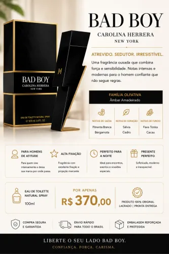 BAD BOY Carolina Herrera EDT 100ml Original Lacrado