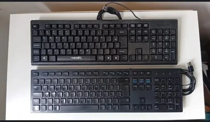 Kit 2 Teclados Usb Com Fio Usados - Dell Kb216 + Worldpc Abnt2 Usando