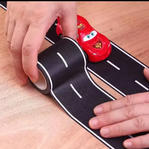 Rolo de pista adesiva reutilizável para carrinhos