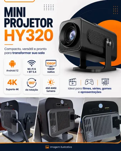 Projetor + Tela de projeção 120 polegadas + Controle (SEMINOVO)