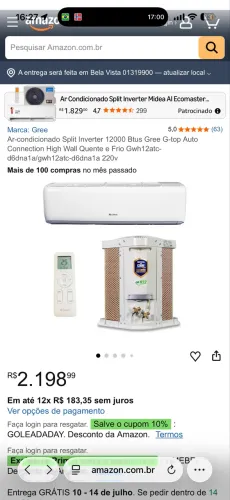 Ar condicionado 12 mil btus GREE WI-FI 