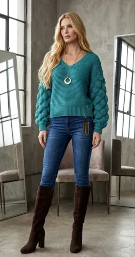 Blusa nova Tricôt feminina suéter decote V verde bandeira luxo