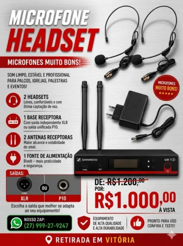 Microfone headset duplo