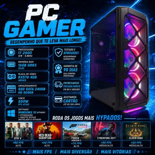 PC Gamer I7 - 16GB RAM - RX570 4GB | Loja | 3 Meses de Garantia