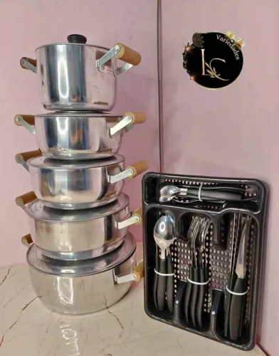 KIT JOGO DE PANELAS + TALHERES 