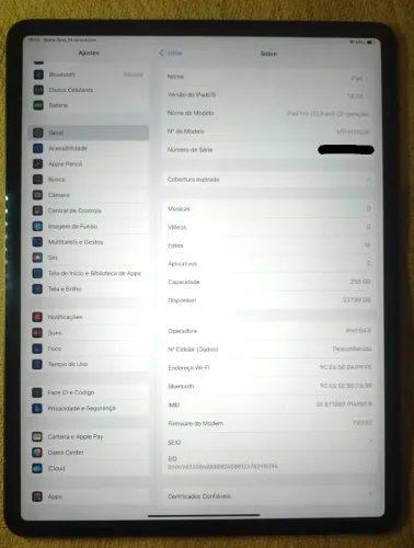 iPad PRO 3 geração super tela enorme de 12,9 polegadas com 256GB