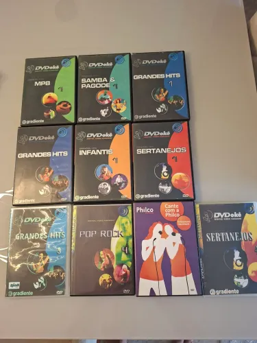 7 DVDs KARAOKE GRADIENTES ORIGINAIS + 3 COPIAS 