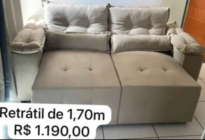 Sofá retrátil 1,70m estrutura de madeira eucalipto,em espuma D45 em tecido Suede 