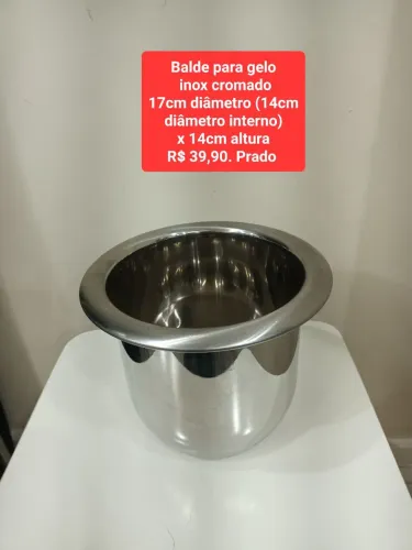 Balde para gelo inox cromado