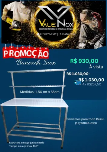 Bancada inox com prateleiras