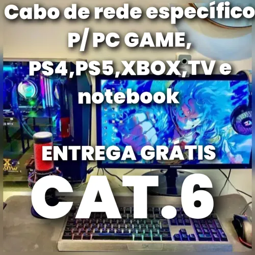Cabo de rede CAT6 e CAT.5e 100% cobre 3,5,10,15,20,25,30,40,50 metros 10GBPS 250MHZ 