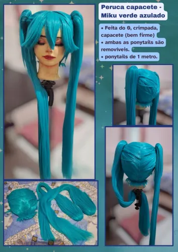 peruca capacete cosplay Hatsune Miku - NOVA