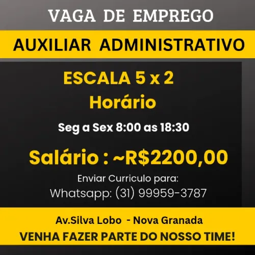 Auxiliar Administrativo ~R$2200,00
